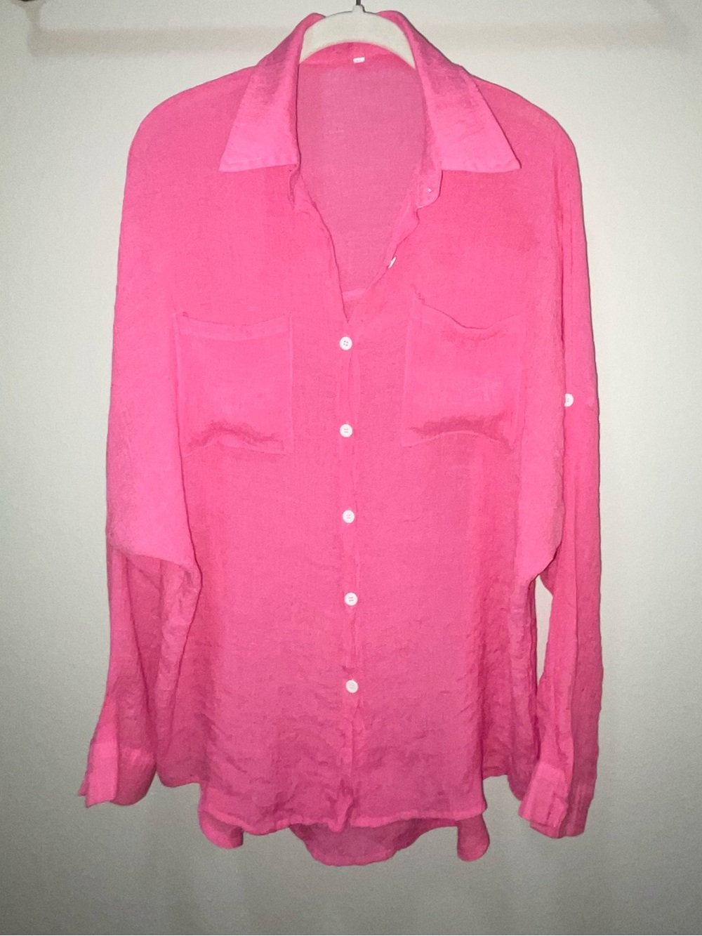 Pink Button-Up Collared Blouse